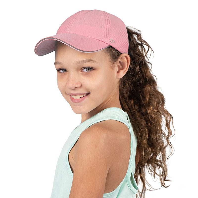 Ponyflo Kids Active Ponytail Hat - Baseball Hat with Full Back Opening for Girls Ages 7-12 Years - UV Certified Protection - Image 1